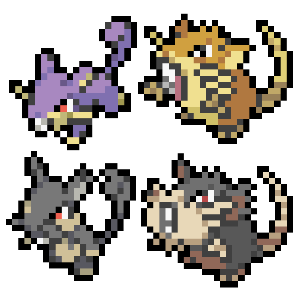 Rattata - Raticate (019-020) Perler Art