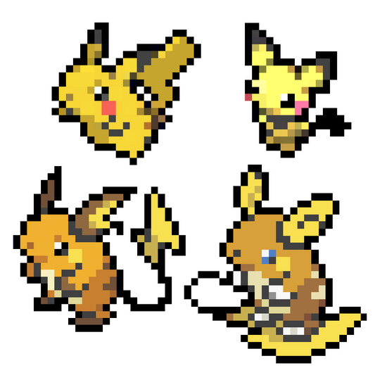 Pikachu Evolution Line - Perler Art